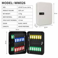 Boîte de gestion des clés compacte avec serrure à combinaison pour l'organisation des clés de bureaux, propriétés, hôtels et installations, WW026