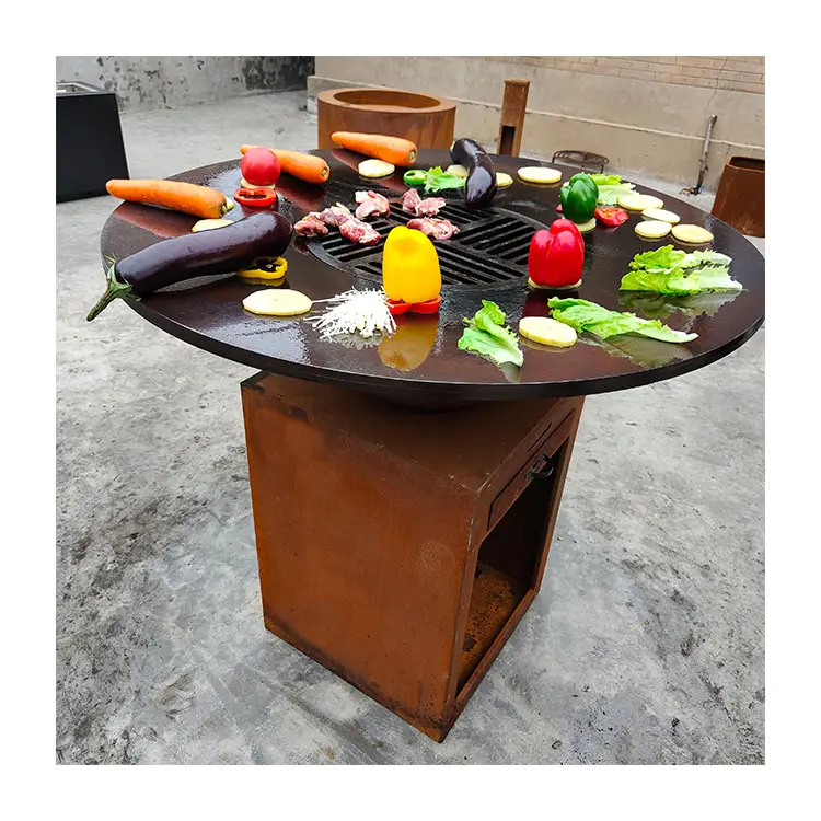 Corten metal barbecue grill outdoor fireplace charcoal grill corten bbq