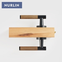 Nurlin Real Crazy Horse Cuir Laiton Porte Chambre Levier Poignée Ensemble Mortaise Passage Confidentialité Thumble Turn Deadbol Dummy Noir