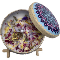 Lot de 8 bougies artisanales en cire de soja avec fleurs séchées, aromathérapie, en boîte métallique, non toxiques, pour la Saint-Valentin, la fête des Mères, les mariages