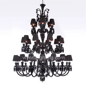 โคมไฟระย้าคริสตัลทันสมัยปรับแต่งได้โคมไฟระย้าแก้วสีดำหลอดไฟ LED ไฟหรูหราสำหรับห้องโถงบ้านวิลล่า - Product Image 3