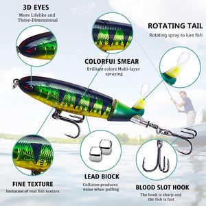 Leurres de pêche Topwater de qualité supérieure Whopper Popper appâts flottants pour bar poisson-chat brochet et perche avec boîte de rangement - Product Image 5