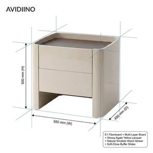 Modern Style <strong>Bedside</strong> <strong>Table</strong> BTM307 2 Drawers Durable Wood Construction Bright Agate <strong>Yellow</strong> Natural Smoky Finish Customizable for - Product Image 3