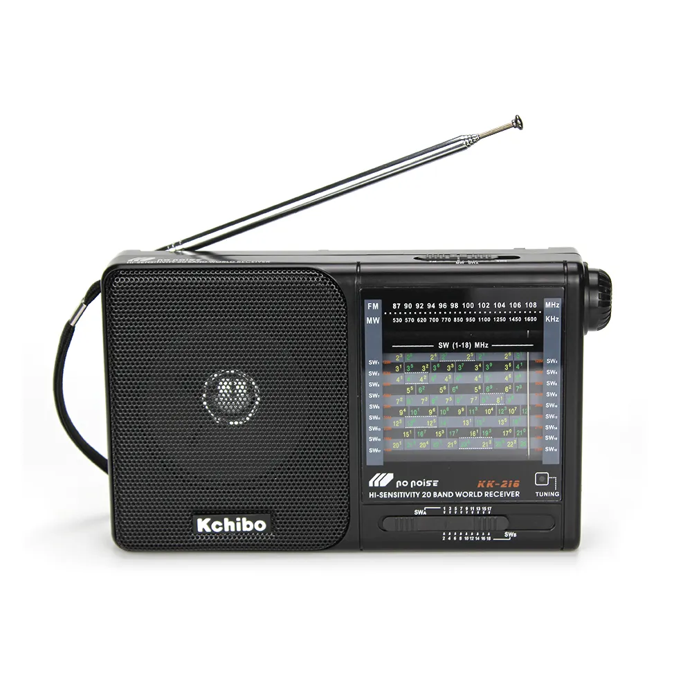 AM FM SW 20 bands radio Kchibo DC battery operated radio KK-216 all band radio with manual tuning