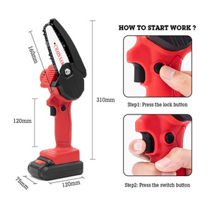 Sierra de cadena <span class=keywords><strong>el</strong></span>éctrica inalámbrica, herramienta recargable de 4 pulgadas, 21V, alimentada por batería para cortar madera, ramas de árbol - Product Image 4