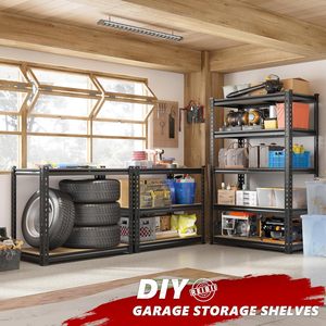 Étagère de rangement utilitaire réglable de taille moyenne en métal <span class=keywords><strong>noir</strong></span> 35,5 po x 11,9 po x 72 po pour le rangement - Product Image 6