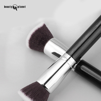Pinceau de maquillage plat pour fond de teint argenté Beauty Planet, vente en gros, marque privée, pinceau unique en bois pour fond de teint et anticernes
