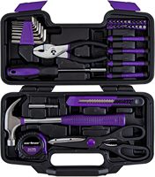 Ensemble d'outils OEM en acier au carbone et plastique, 39 pièces, à commande manuelle, pour usage domestique général, avec coffret de rangement rigide