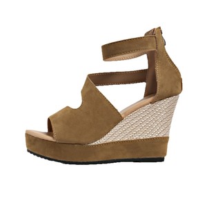 Women Perforated Wedge Summer New Suede Back Zipper European and American Style Platform Thick Sole Peep Toe <b>Sandals</b> - Product Image 5