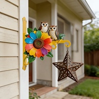 Crochet mural en fer forgé coloré métallique pour cour, support suspendu pour plantes, crochet pour pot de fleurs, mangeoire à oiseaux en fer forgé
