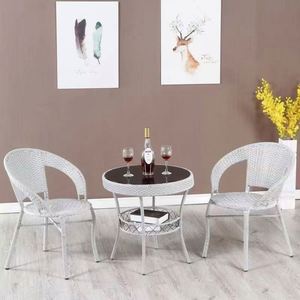 Outdoor Wicker Table and Chairs <strong>Grey</strong> PE Rattan 3 Piece <strong>Bistro</strong> <strong>Set</strong> Factory Wholesale - Product Image 1