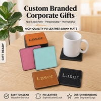 Sous-verre en cuir PU gravé au laser personnalisé, cadeau sur mesure, accessoires de table