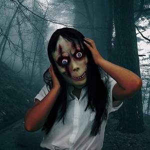 หน้ากากปีศาจพร้อมผมยาวสำหรับตกแต่งงานปาร์ตี้คอสเพลย์ฮาโลวีนน่ากลัว - Product Image 4