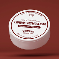 LIFEWORTH Coffee Mint Flavors Mushroom Nootropic Pouches Support Energy Boost 20 Pouches Par Canette