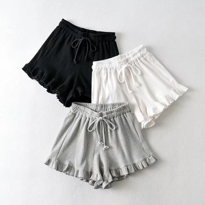 Stylish, casual, versatile, trendy new <b>lace</b>-trimmed waffle shorts, perfect for summer 2024, comfortable and stylish for home - Product Image 1