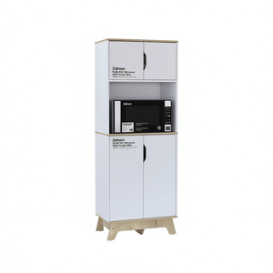 Armoire de cuisine Dahoon pour micro-ondes, blanc chêne clair, double porte, armoire de rangement de cuisine, design moderne minimaliste - Product Image 1