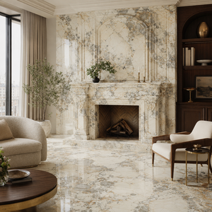Dalle en pierre frittée effet marbre Golden Pandora, carrelage en porcelaine poli effet marbre 1600 x 3200 x 12 mm pour mur - Product Image 5