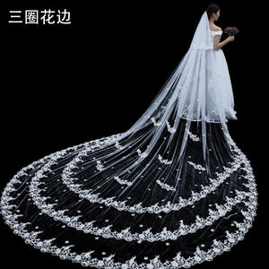 Nouveau voile de mariage de style coréen de l'industrie lourde avec coiffure à grande queue Style super féerique pour l'église et la fête - Product Image 4