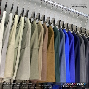 T-shirt à manches courtes pour homme en coton 230G, coupe ample, style streetwear, couleur unie, col rond, jersey respirant - Product Image 4