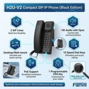 Téléphone <span class=keywords><strong>IP</strong></span> compact H2U mural SIP VoIP avec PoE, 10 touches de numérotation rapide, interphone et ouverture de porte pour hôtels et hôpitaux - Product Image 3