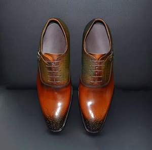 Chaussures Oxford en cuir véritable faites à la main pour hommes, imperméables, antidérapantes, légères, chaussures de travail de bureau à enfiler, couleur evergreen - Product Image 4