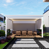 Système de pergola bioclimatique rétractable sur mesure 3x3 3x4 5x4 6x4 avec rideaux pour balcon, revêtement poudré, vente en gros