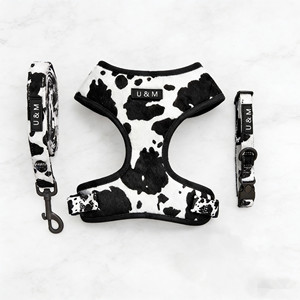 Harnais pour chien OEM, réglable, doux, ensemble de harnais et de laisse pour chien, impression personnalisée de luxe, motif vache - Product Image 1
