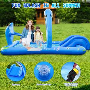 Tapis de bain gonflable en PVC personnalisé, épais et durable, pour enfants, motif requin, jouets aquatiques d'été pour l'extérieur, tapis de jeu aquatique avec arroseurs - Product Image 4