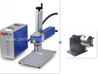 Machine de gravure laser à fibre métallique Perfect Laser 50w avec axe rotatif pour pièces de quincaillerie, bijoux, code QR