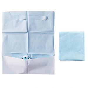 Altri bavaglini dentali personalizzati di consumo medico 1ply paper + PE film bavaglini dentali con cravatta e tasca - Product Image 3
