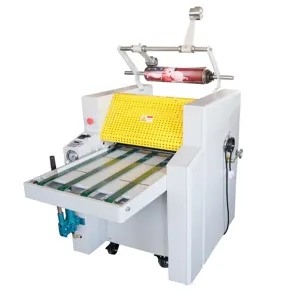 SWFM520A+ Hydraulic oil heating manual large roil cold glue laminating machine with rewinding can add overlap can foil rewinding