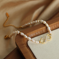 Bracelet de perles d'eau douce pour femme, best-seller, avec pendentif symbole infini incrusté de zircon