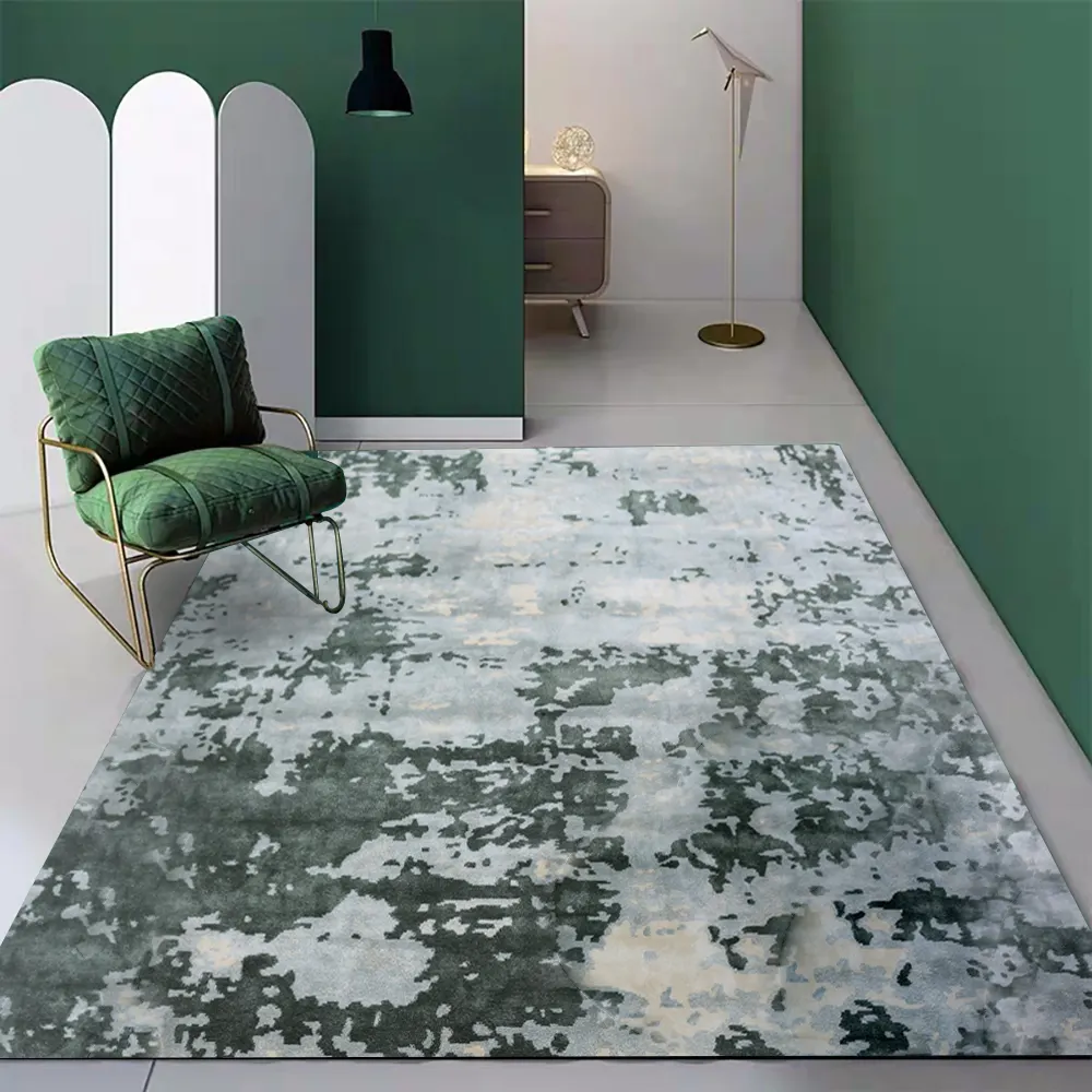Anti stain latest collection design handmade green and grey living room abstract vintage carpet