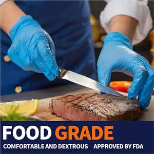 Gants en nitrile pur jetables bleus et noirs, sans poudre, résistants, sans latex, pour travaux extérieurs et examens, avec boîte de 100 pièces - Product Image 4