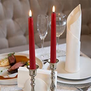Mermei 3D LED Flameless Paraffin Wax Eco-Friendly Battery Operated <strong>Red</strong> LED Tapered <strong>Candle</strong> - Product Image 3