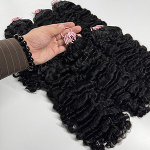 Cabello humano rizado para crochet, negro natural, pre-enlazado, suave, con rizos completos y puntas rizadas para trenzas de crochet. - Product Image 3