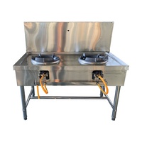 Équipement de cuisine commerciale en acier inoxydable 201/304 résistant à la corrosion, boîtier de cuisinière robuste, double coque de cuisinière