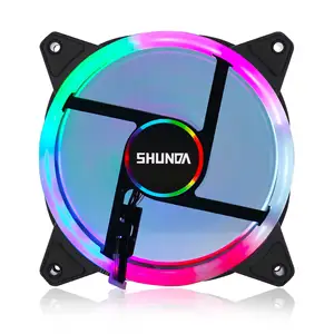 Shunda 12V 120 mét PC làm mát Cooler Fan trường hợp máy tính RGB khung nhựa 4 pin/3 pin thiết kế câm, không dây điều khiển từ xa 1 cái