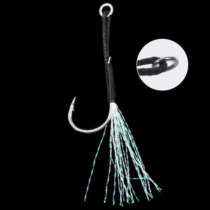 10 #-24 # Amarrado Linha Preta Gancho De Ferro com Single-anel Farpado Assist Pesca Jigging Gancho Slow Jigging Twin Assist Gancho - Product Image 4