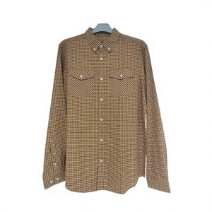 Chemise pour homme à manches longues, de haute qualité, luxueuse, respirante, écologique, 100% coton, tissu sergé, motif géométrique, décontractée, boutonnée, OEM - Product Image 1