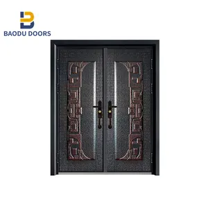 Baodu-puerta de hierro forjado, diseño de puerta de aluminio fundido, último diseño, proveedor de China, bajo precio, modelo nigeriano