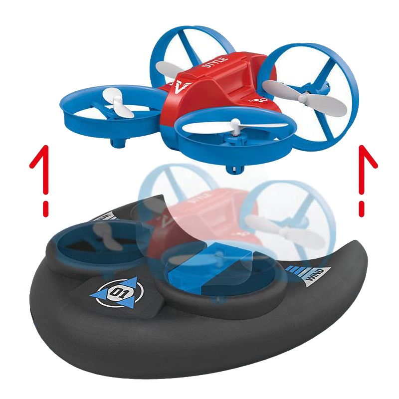 QS игрушка 360 градусов Безголового режима RC вертолет мини-Дрон удерживайте 3 в 1 земли моря и авио путями 2,4G Квадрокоптер лодка