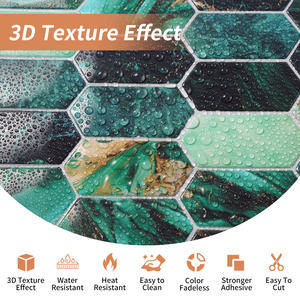 CS Crystal Drop 3D facile à installer auto-adhésif vert émeraude cuisine papier peint autocollant mural étanche - Product Image 4