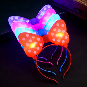 Diadema con lazo iluminado Led Glow Dots Bowknot Bandas para el cabello de fiesta para <span class=keywords><strong>cumpleaños</strong></span> Celebrar Carnaval Navidad Decoraciones de <span class=keywords><strong>Halloween</strong></span> - Product Image 6