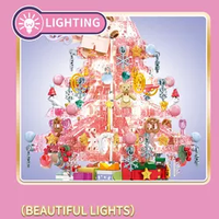 Arbre de noël en cristal rose, boîte à musique, blocs de construction, jouets pour enfants, cadeaux de noël