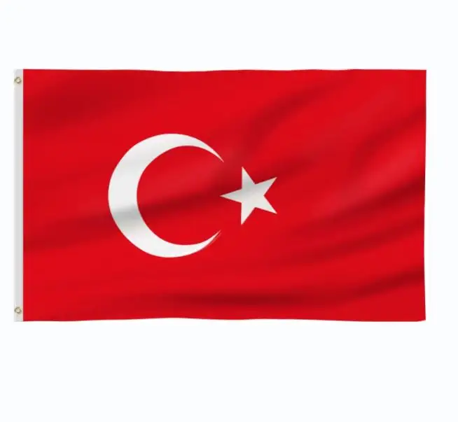 शिपिंग तेजी से नया 3x5 फुट तुर्की राष्ट्रीय ध्वज डबल सिले पॉलिएस्टर मुद्रित ध्वज बैनर के साथ