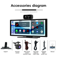 Autoradio portable Android 13 avec caméra de recul, CarPlay, Android Auto, AirPlay, écran miroir, carte TF, type-C