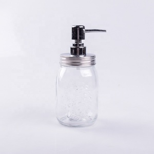 Bottiglie di shampoo e balsamo di <span class=keywords><strong>vetro</strong></span> Mason jar dispenser di <span class=keywords><strong>sapone</strong></span> 500ml di lusso trasparente bocca larga coperchio e pompa - Product Image 3