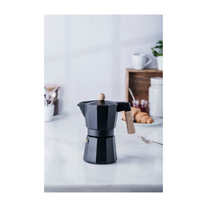Caffettiera Moka Trento Nera da 6 Tazze in Acciaio Inossidabile per Uso su Fornello - Product Image 2