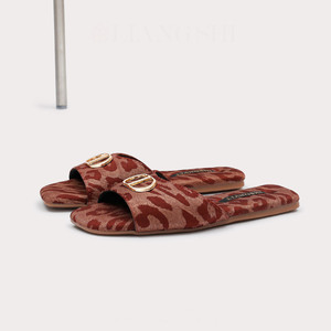 Spring Summer Metal D Buckle <b>Leopard</b> Print Open Toe <b>Slippers</b> Anti Slip Indoor Household Casual Shoes - Product Image 2